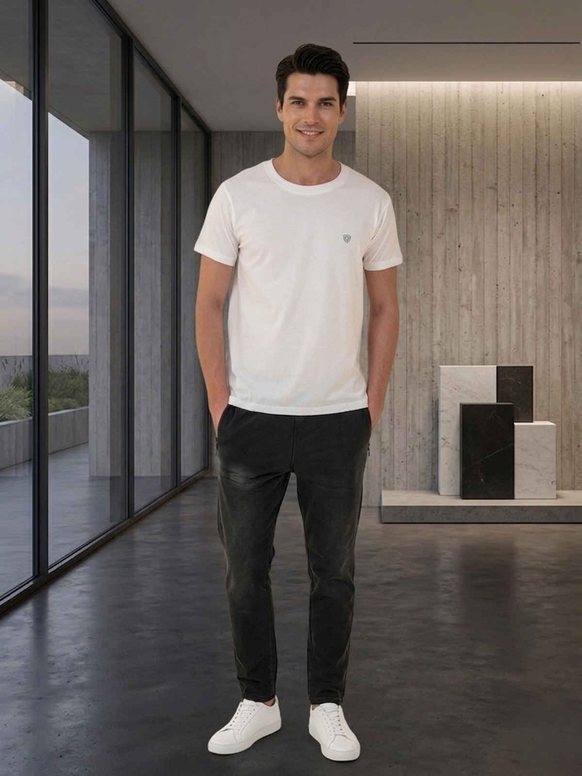Lux Cozi Men s Ultimate Comfort & Style Round Neck Cotton T-shirt | White | Size | S