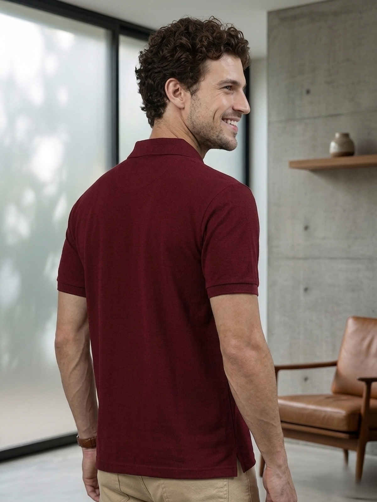 Lux Cozi Men's Solid Cotton Polo T-shirt with Pocket | Maroon - XXL