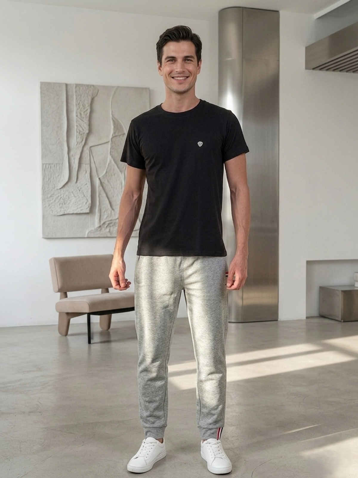 Lux Cozi Men s Ultimate Comfort & Style Round Neck Cotton T-shirt | Black | Size | L