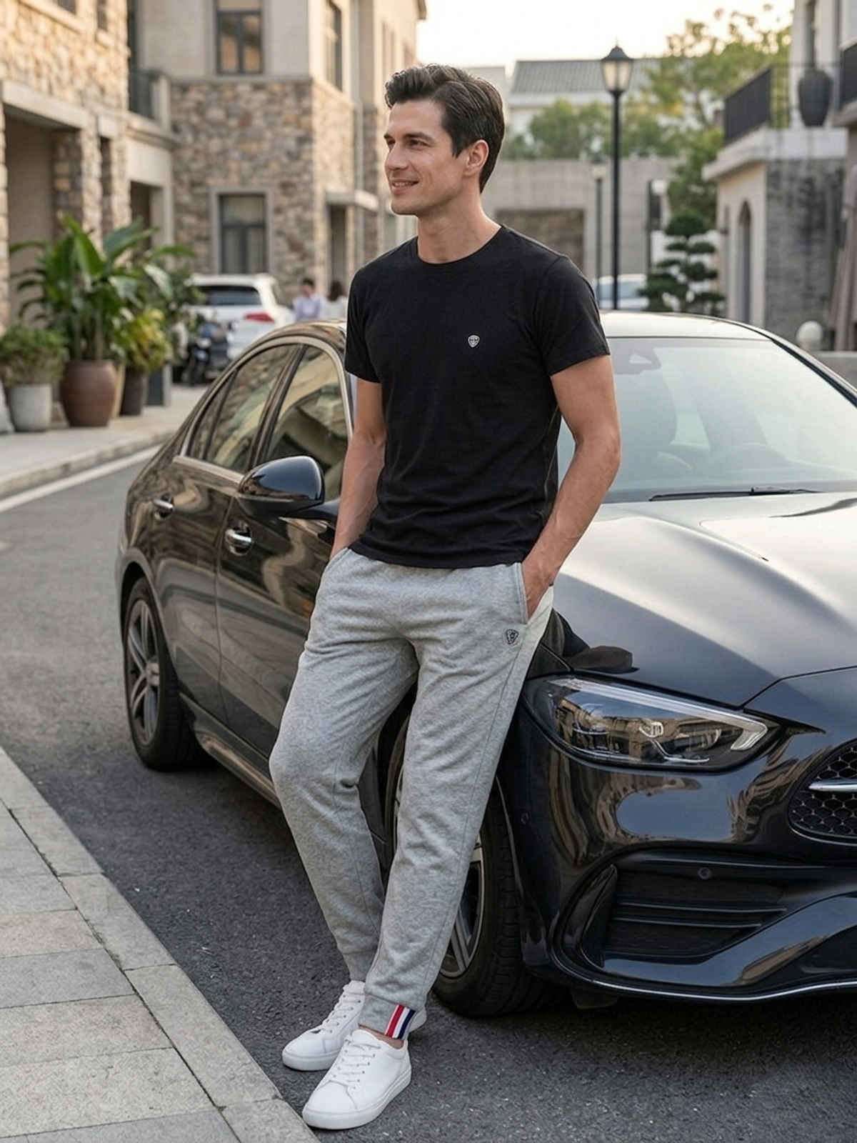 Lux Cozi Men s Ultimate Comfort & Style Round Neck Cotton T-shirt | Black | Size | L