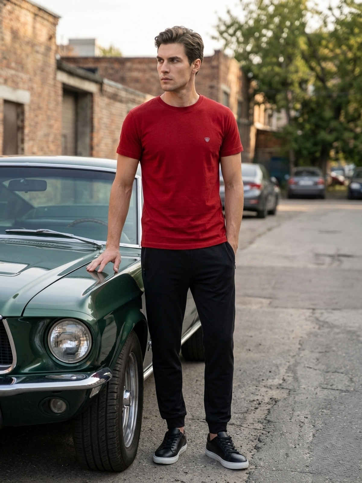 Lux Cozi Men s Ultimate Comfort & Style Round Neck Cotton T-shirt | Red | Size | L