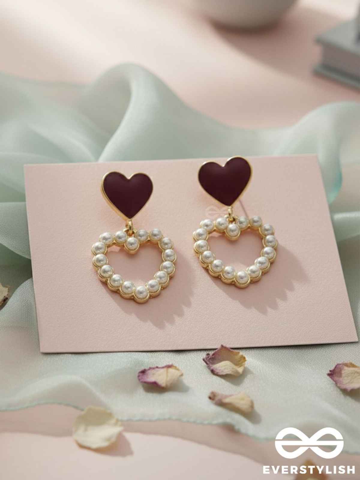 Everstylish I'm all Heart - Statement Pearl Enamelled Earrings | JEW1103246