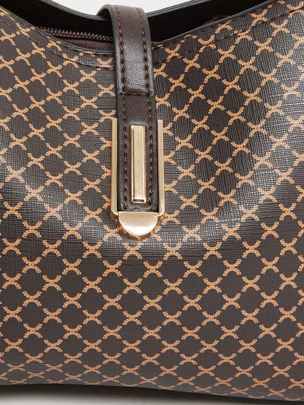 Styli Women's All Over Print Satchel Bag with Double Strap | Brown