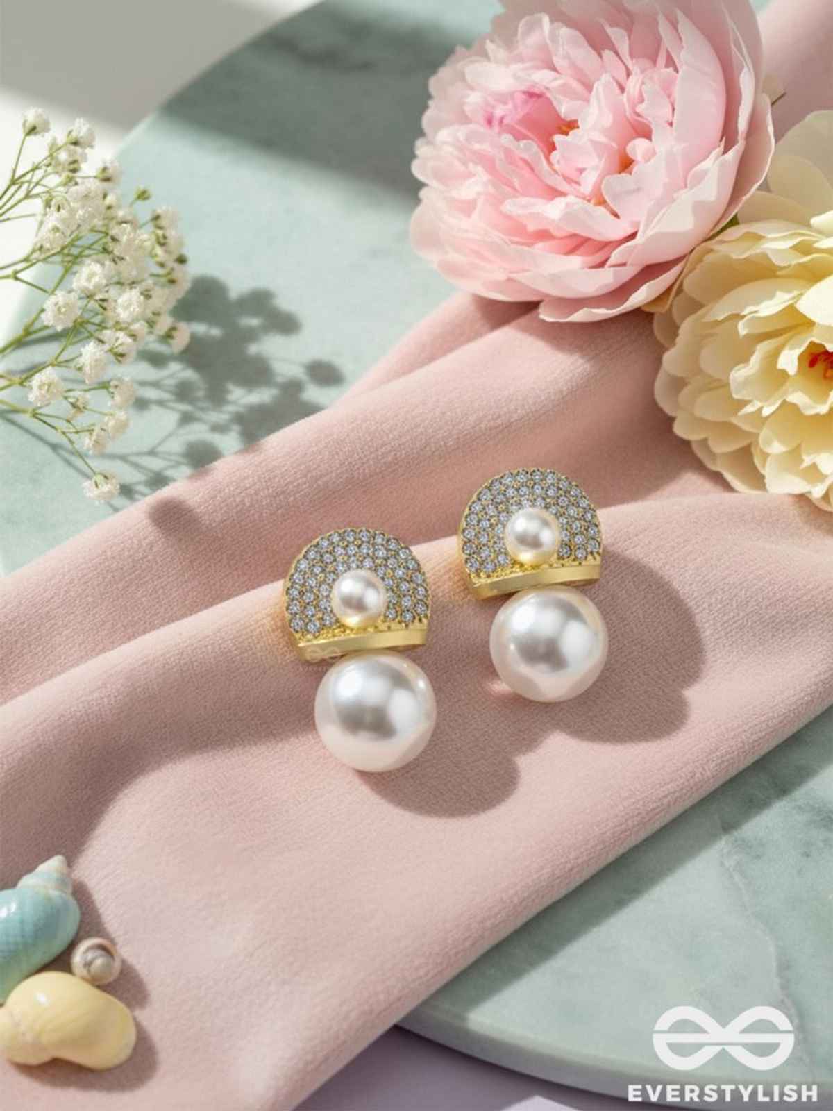 Everstylish Crystal Orbits -Crystal Studded Statement Earrings With Dropping Pearls|JEW1107919
