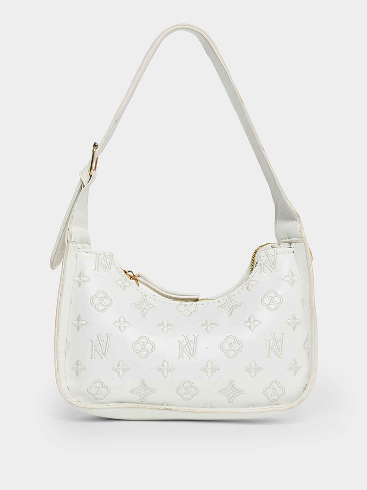 Styli Women's Printed Bucket Shoulder Bag With Tasells | White