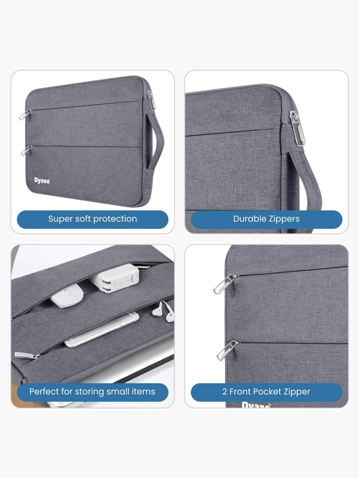 Dyazo Laptop Sleeve with Handle for MacBook and Other Laptops | 13.3 Inch | Grey