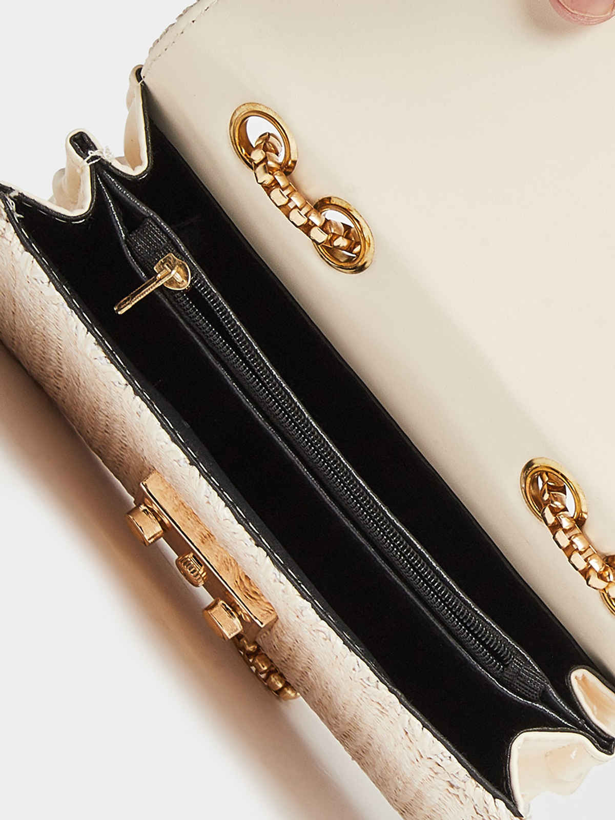 Styli Women's Textured Sling Bag with Chain Strap | Off White