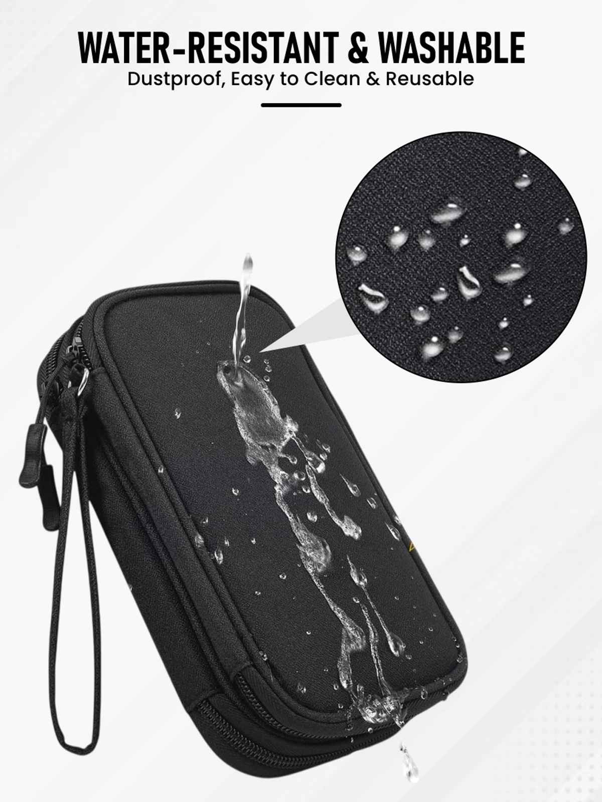 Elfora Big Cable Organizer Bag Double Layer Travel Storage | Black - 27 x 16 cm