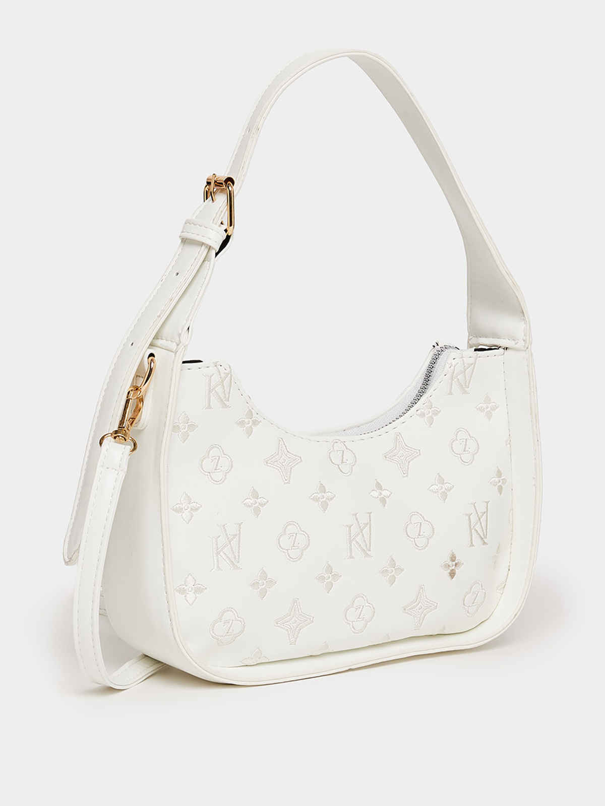 Styli Women's Printed Bucket Shoulder Bag With Tasells | White