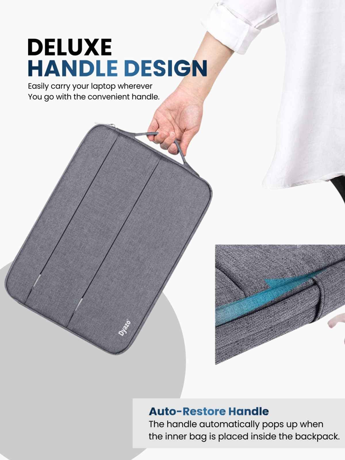 Dyazo Laptop Sleeve with Handle for MacBook and Other Laptops | 13.3 Inch | Grey