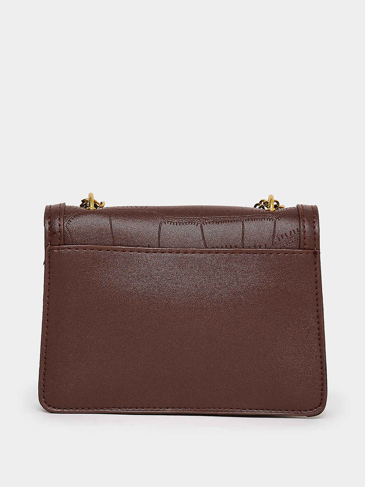 Styli Women's Croc Skin Push Lock Shoulder Satchel Bag | Brown