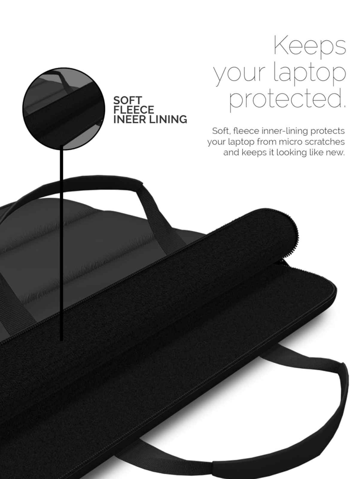 Dyazo Fluffy Water Resistant Laptop Sleeve Case | 15.6 Inch | Black