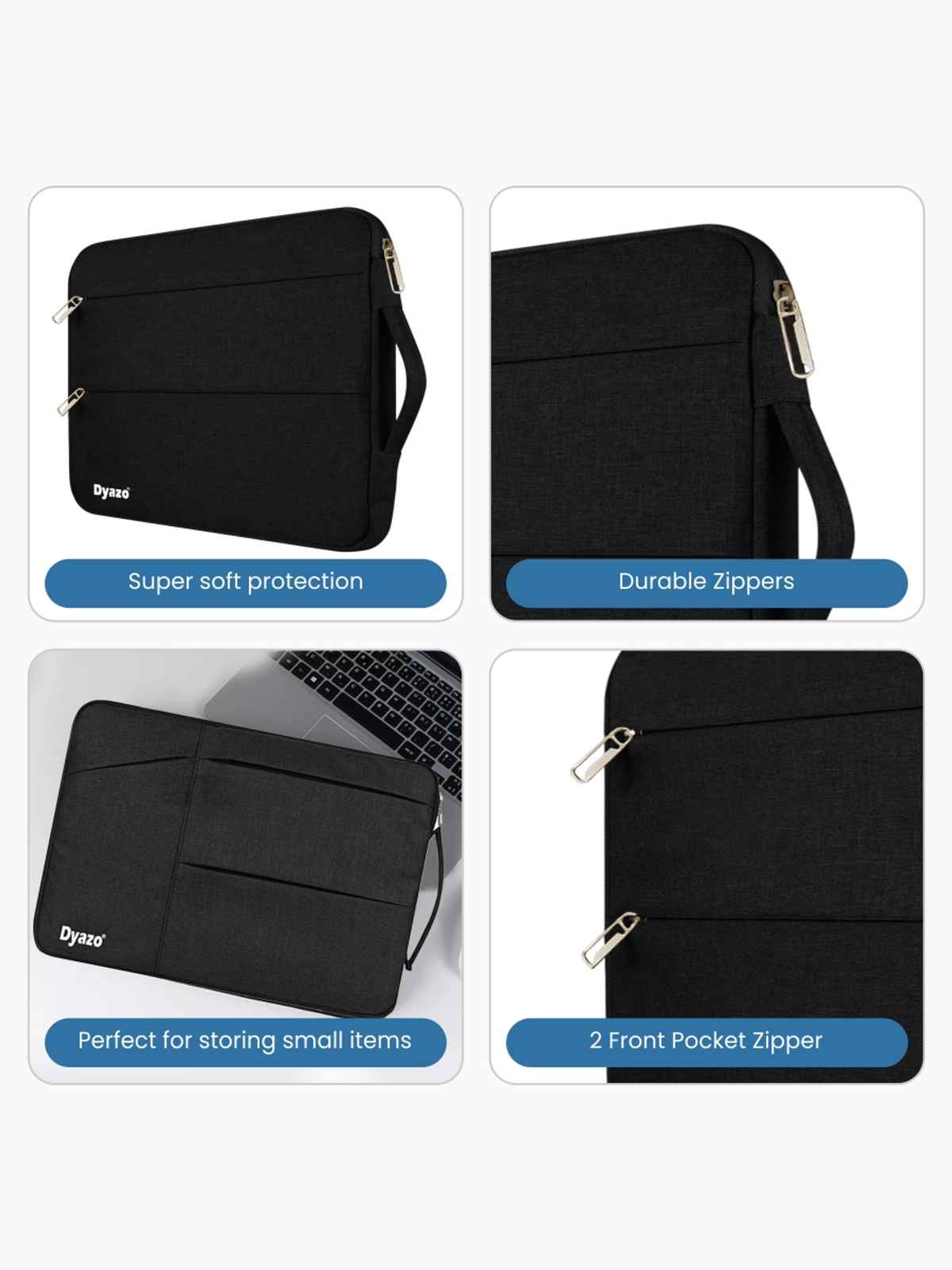 Dyazo Water Resistant Laptop Sleeve Case | 15 to 15.6 Inch | Black