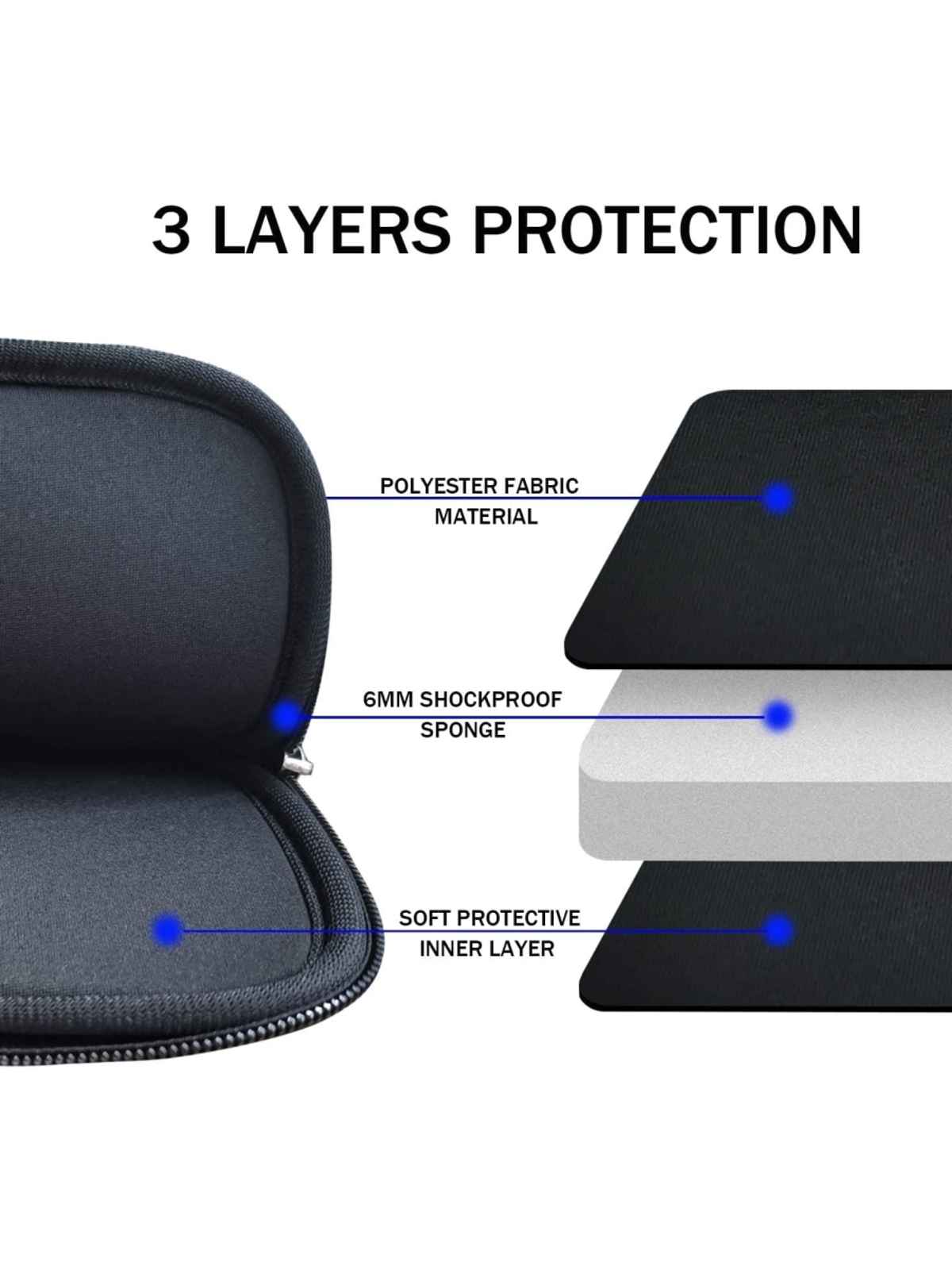 Dyazo Shockproof Neoprene Laptop Sleeve with Pocket | 15.6 Inch | Black