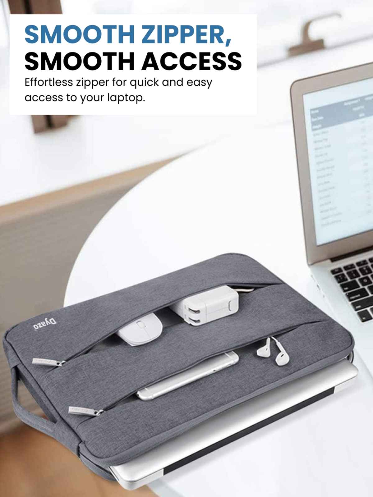 Dyazo Laptop Sleeve with Handle for MacBook and Other Laptops | 13.3 Inch | Grey