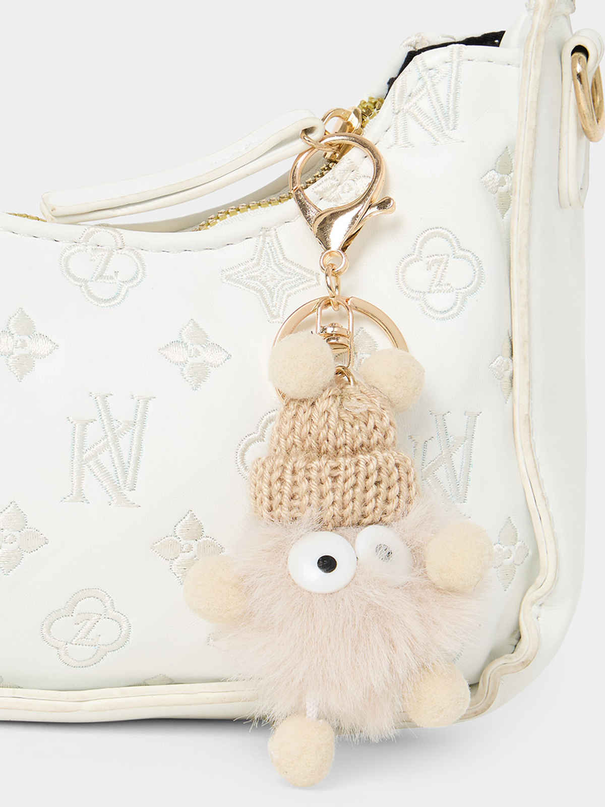 Styli Women's Printed Bucket Shoulder Bag With Tasells | White