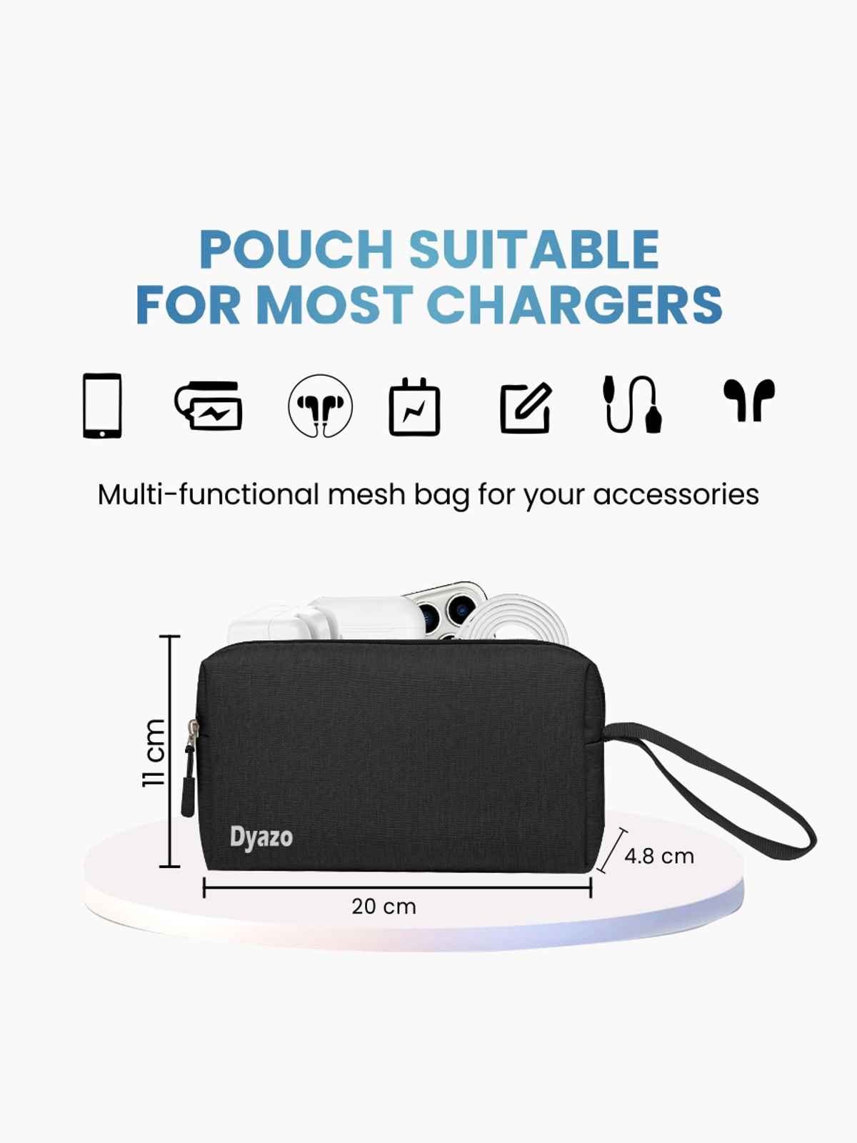 Dyazo Water Resistant Laptop Sleeve with Charger Pouch | 15 to 15.6 Inch | Black