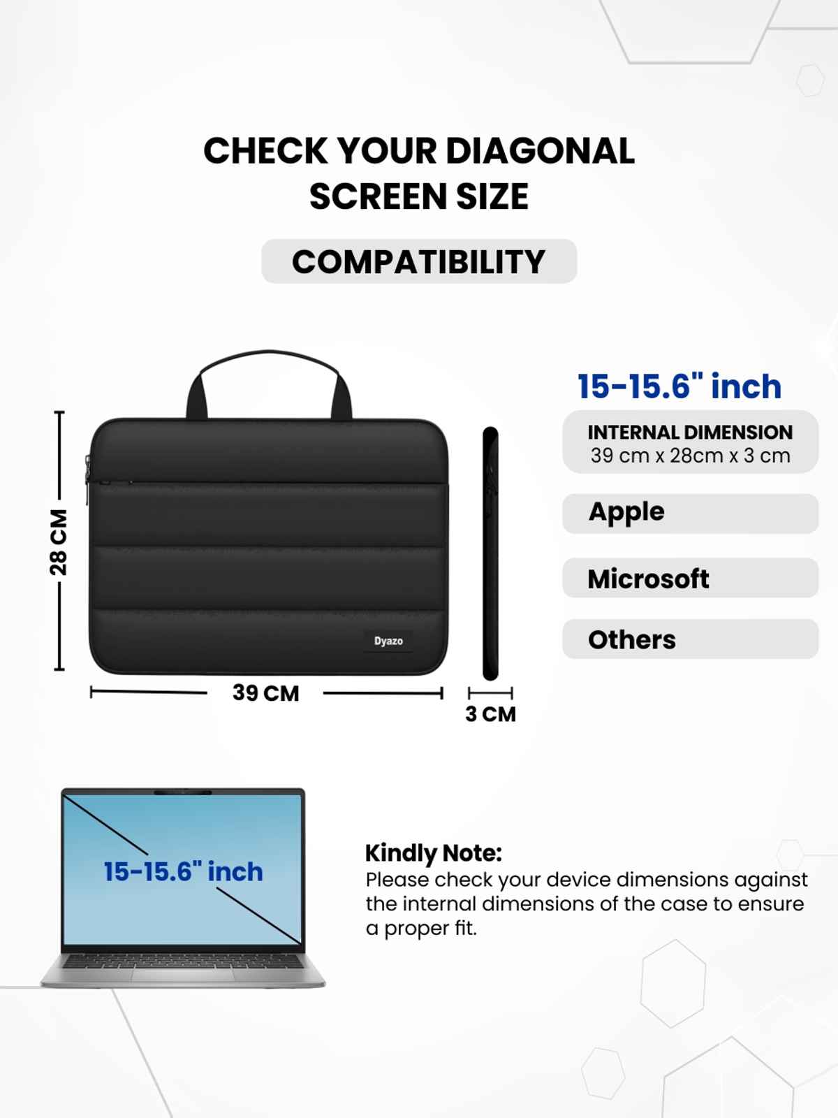 Dyazo Fluffy Water Resistant Laptop Sleeve Case | 15.6 Inch | Black