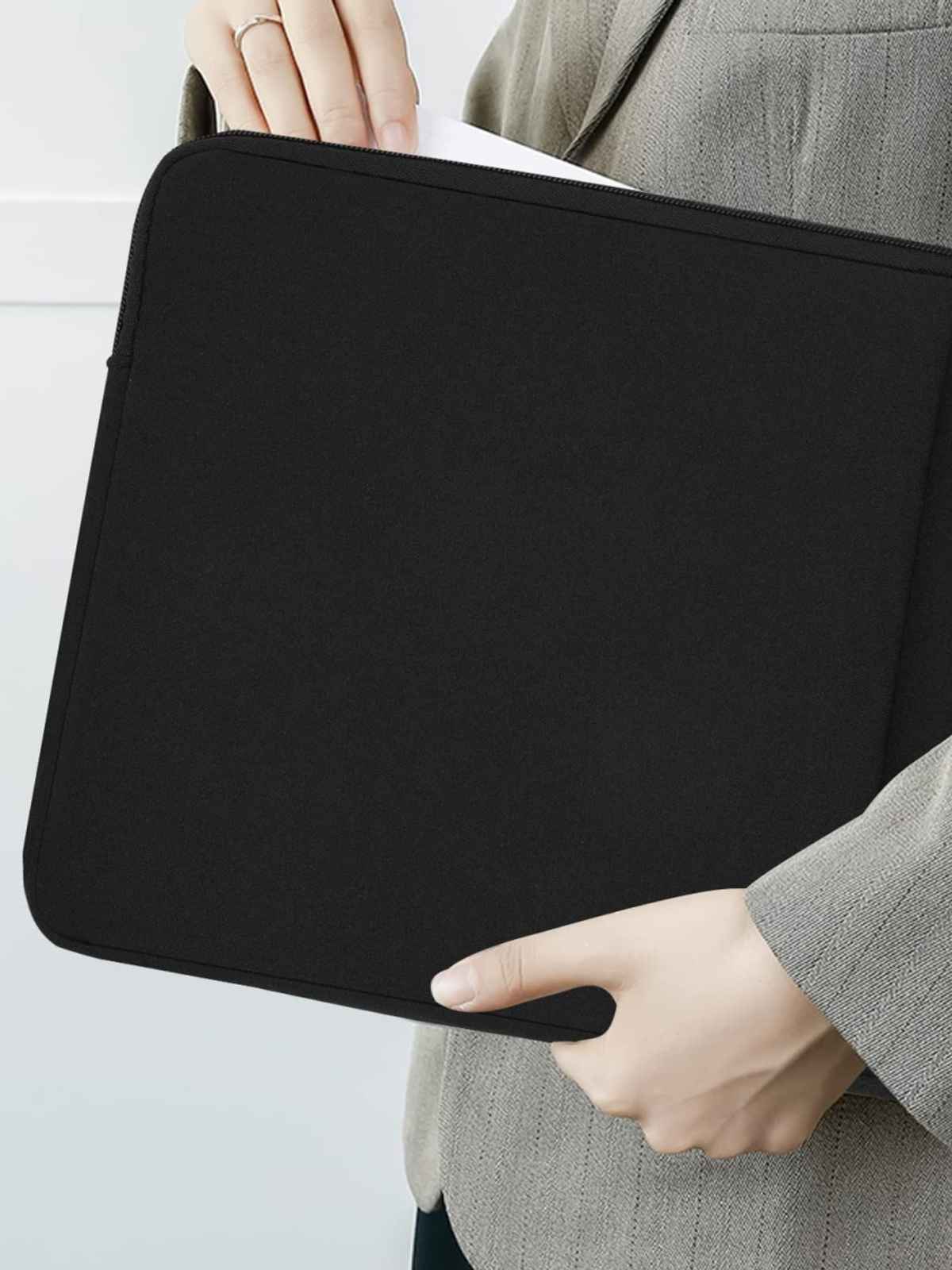 Dyazo Shockproof Neoprene Laptop Sleeve with Pocket | 15.6 Inch | Black