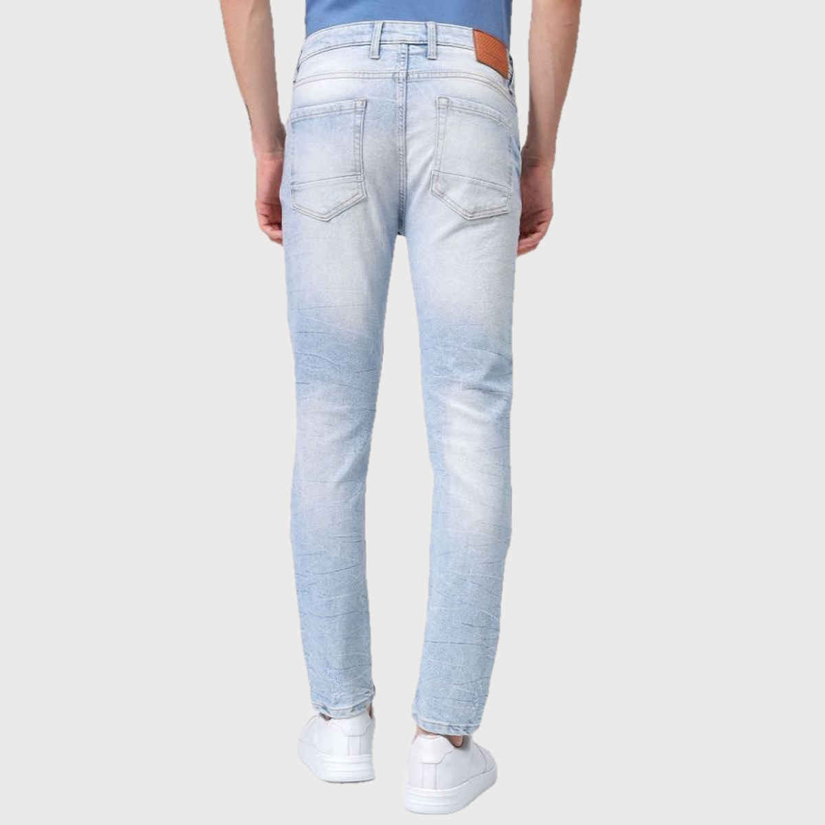 The Indian Garage Co Men's Slim Fit Solid Casual Regular Jeans | Blue | 28