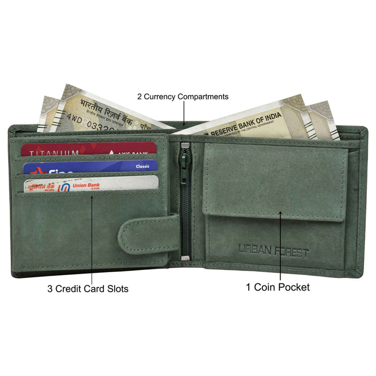 URBAN FOREST Men's Zeus Vintage Leather Wallet | Green