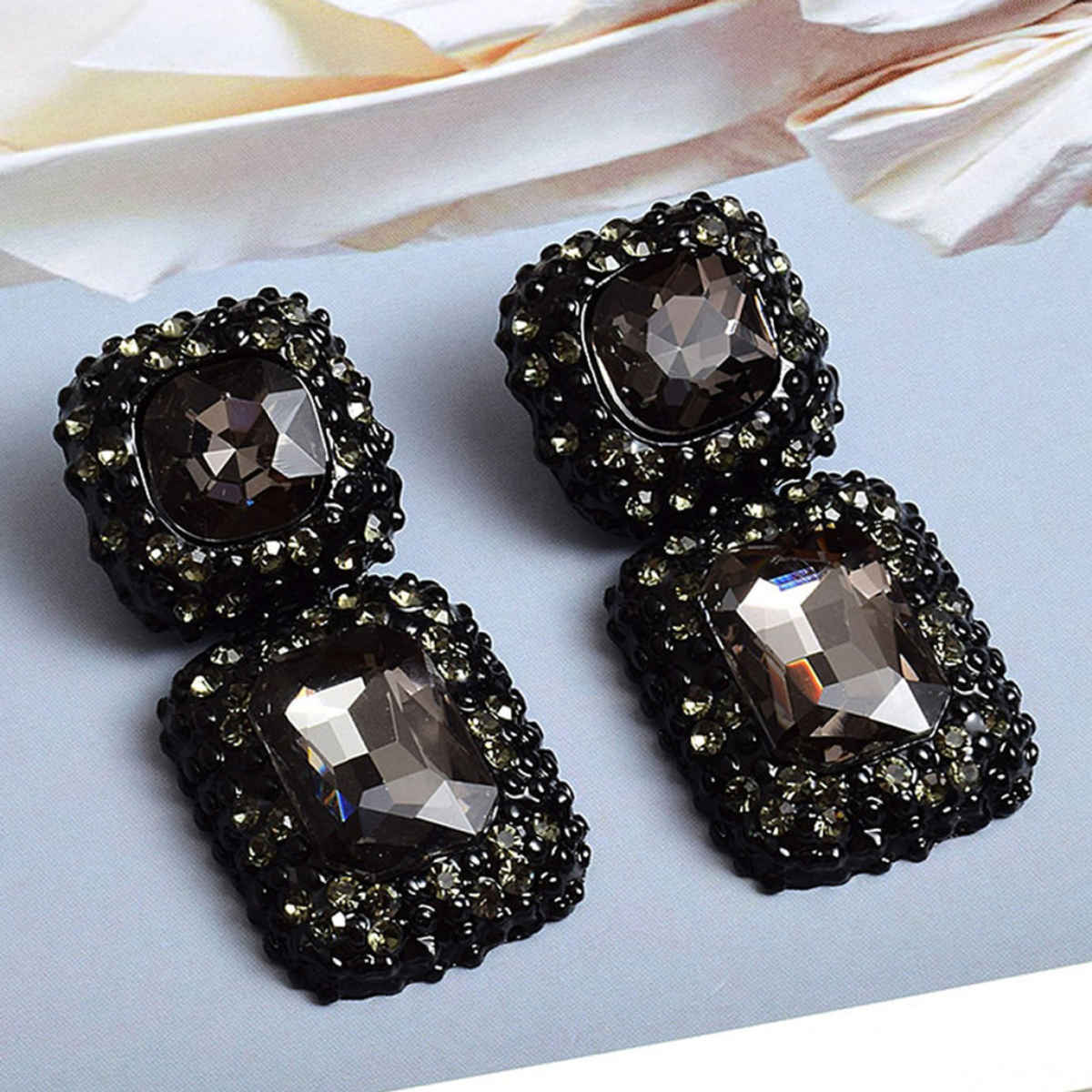 YouBella Jewellery Earrings for Women Crystal Earrings for Girls and Women (Black)