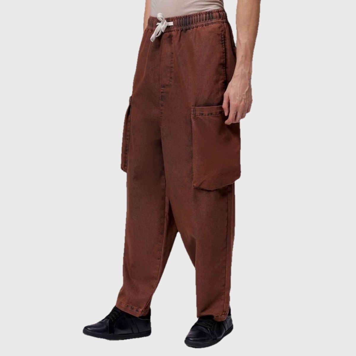 The Indian Garage Co Men | G719 Cargo Harem Solid Street Denim Harem Pants | Sepia | 32