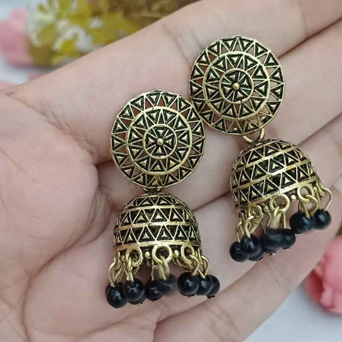Oxidised Women'S Small Jhumka Earrings Gold