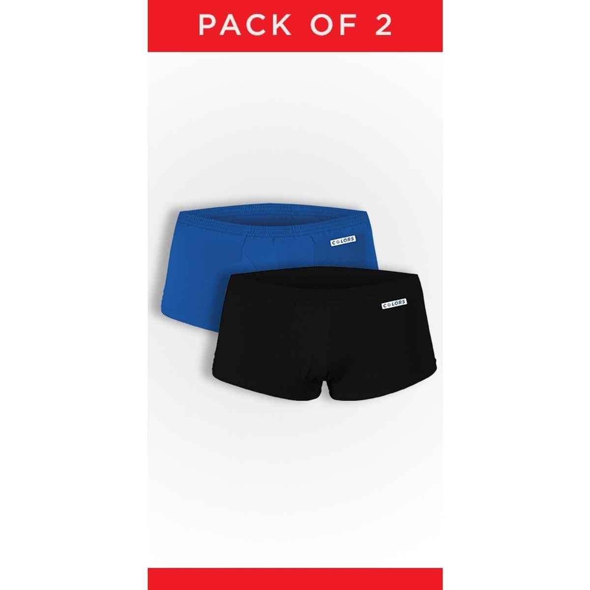 Rupa Colors Kid's Mini Trunk | Inner Elastic | 110 | Royal Blue & Black - 65 cm | Pack of 2