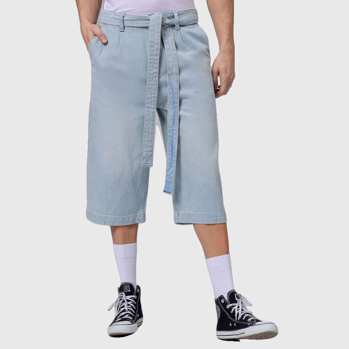The Indian Garage Co Men | Loose Solid Street Capri Jeans | Vintage Blue | 30