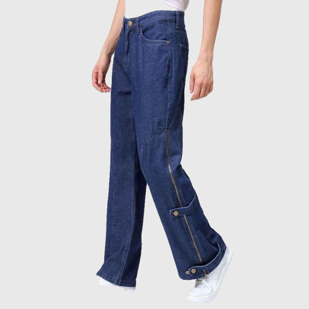 The Indian Garage Co Men | G142 Bootcut Loose Solid Street Jeans | Dark Denim | 32