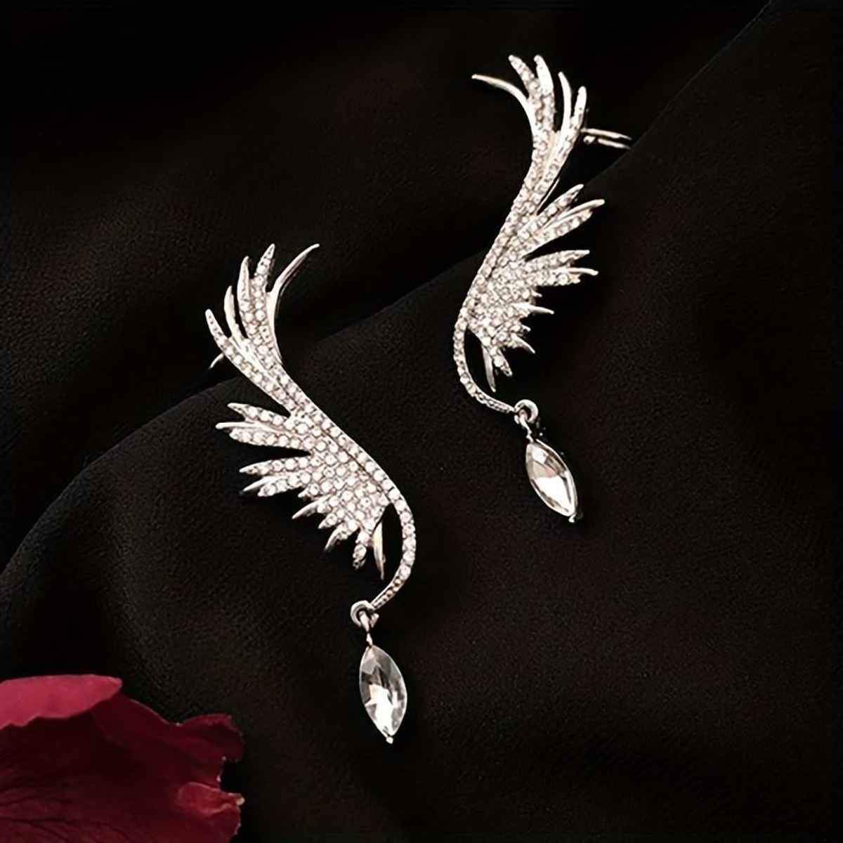 Beautynx Crystal Phoenix Wing Earrings | Silver | BNX-EAR-0083