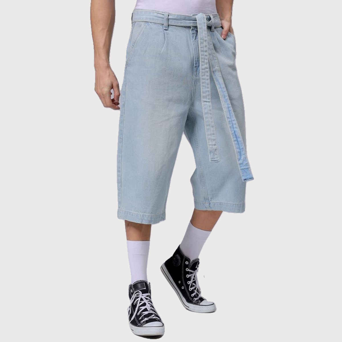 The Indian Garage Co Men | Loose Solid Street Capri Jeans | Vintage Blue | 30