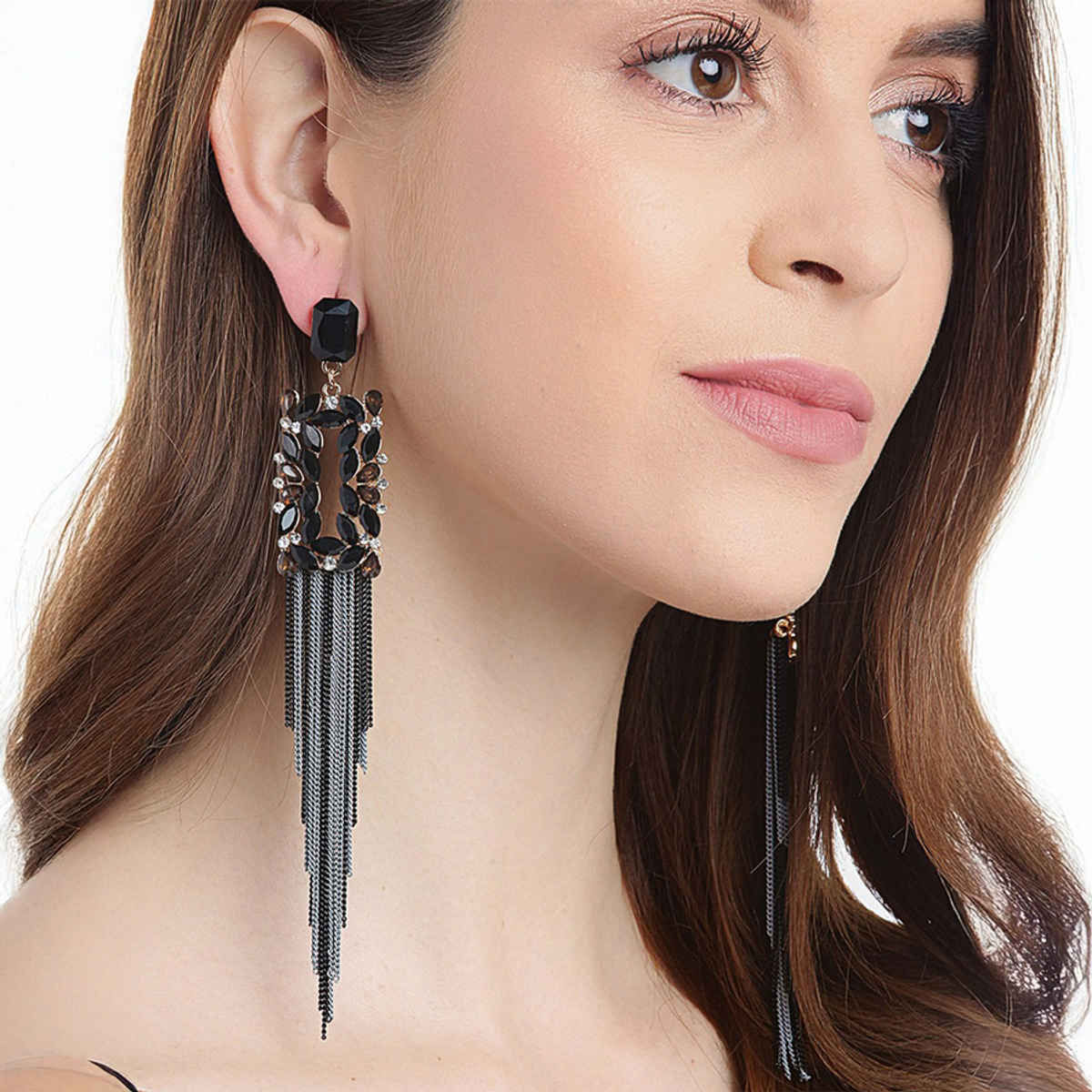 YouBella Jewellery Earings Crystal Tassel Handmade Earrings for Girls and Women