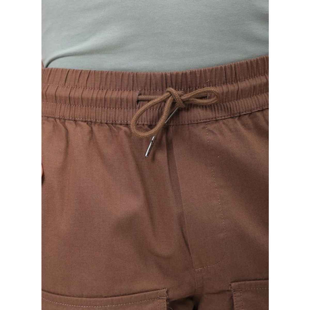 The Indian Garage Co Men's Regular Solid Casual Cargo | Coffee Brown - 32
