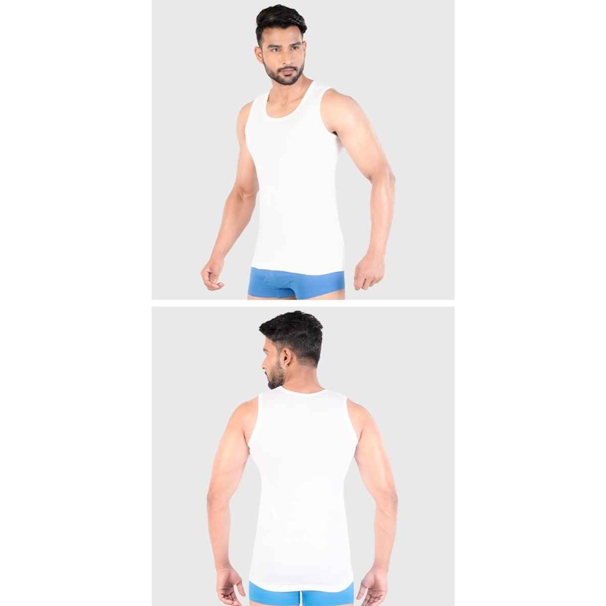 Rupa Colors Men's King's Collection Royal Vest Style 213 White - 95 cm Pack of 2