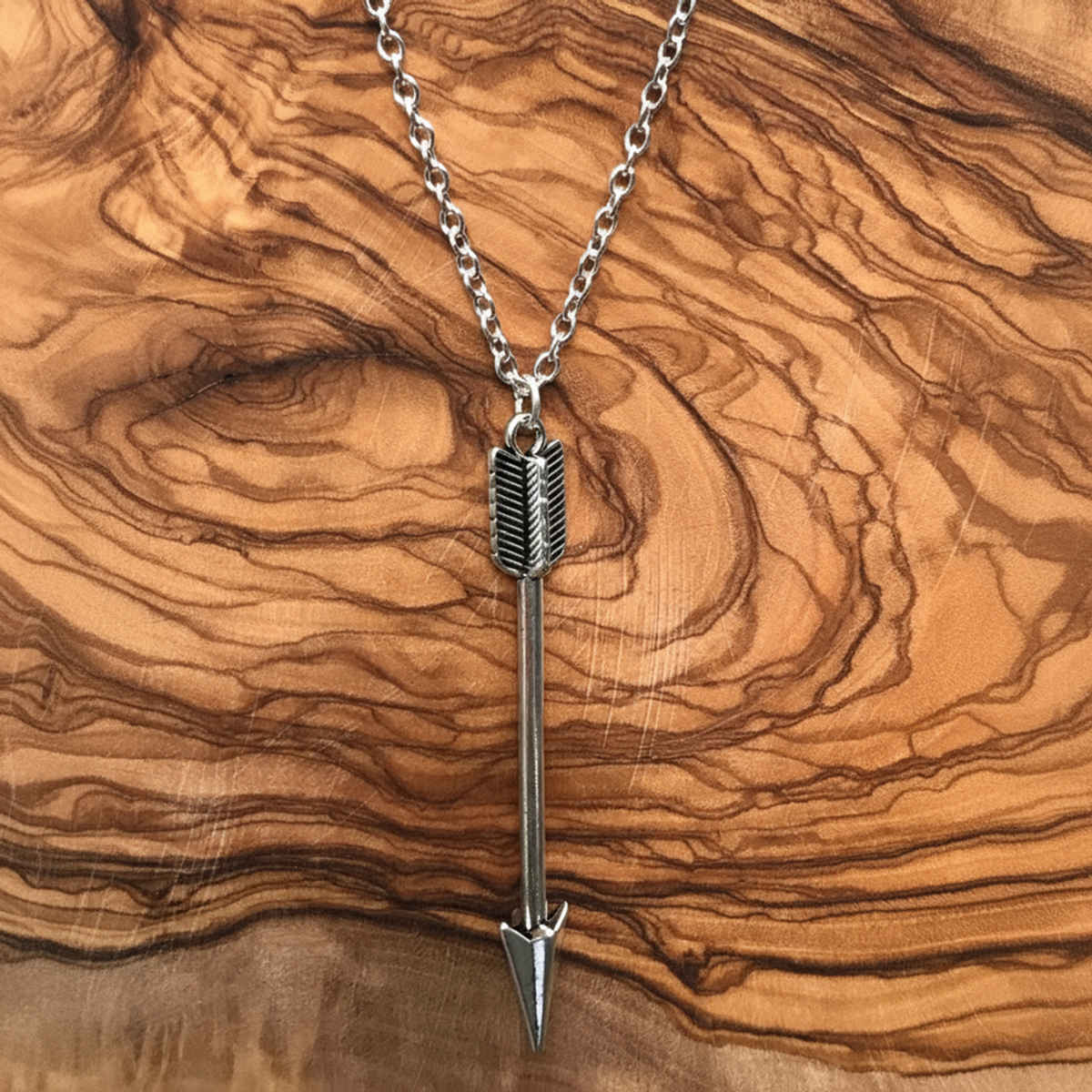 Arrow Pendant Men'S Necklace Silver