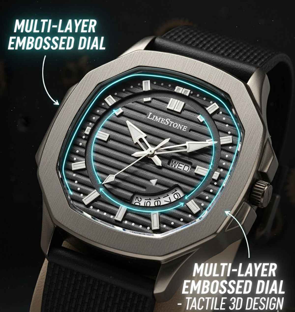 Limestone OTUS Limited Grey Edition Quartz Watch for Men | Mesh Silicone Strap
