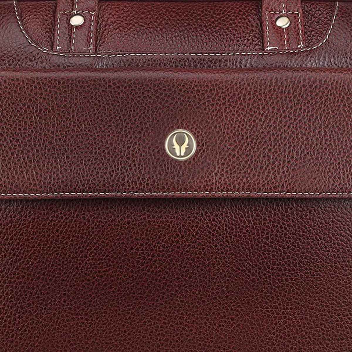Wildhorn Men's Solid Leather 25 L Laptop Bag | Maroon - 15.6 Inches