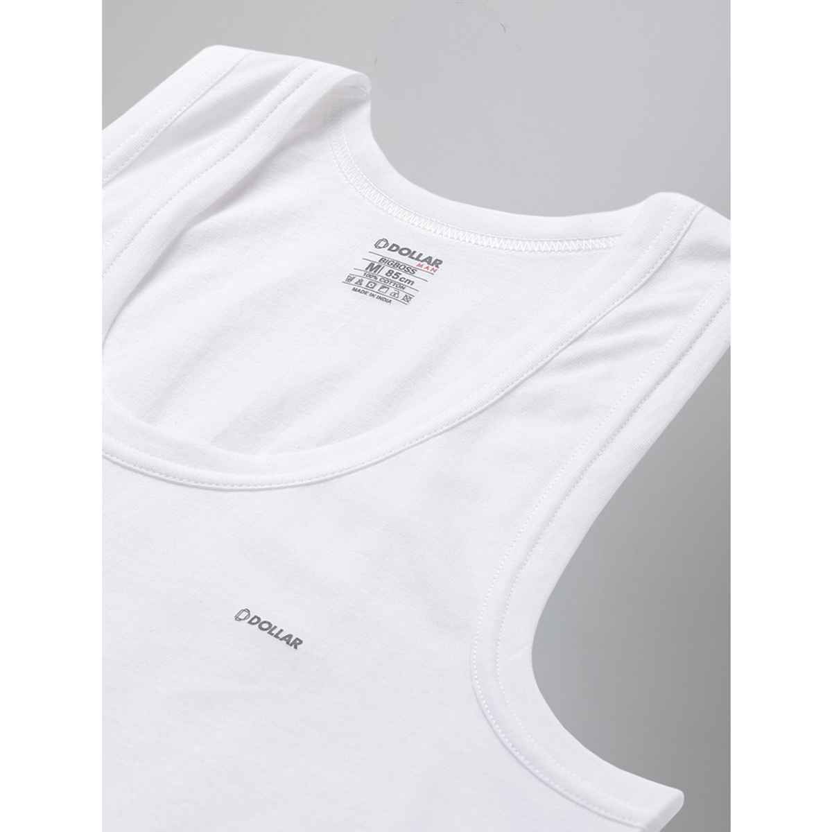 Dollar Bigboss Men's White Solid Combed Cotton Shrinkless Vest | Pack Of 2 | White - XXL