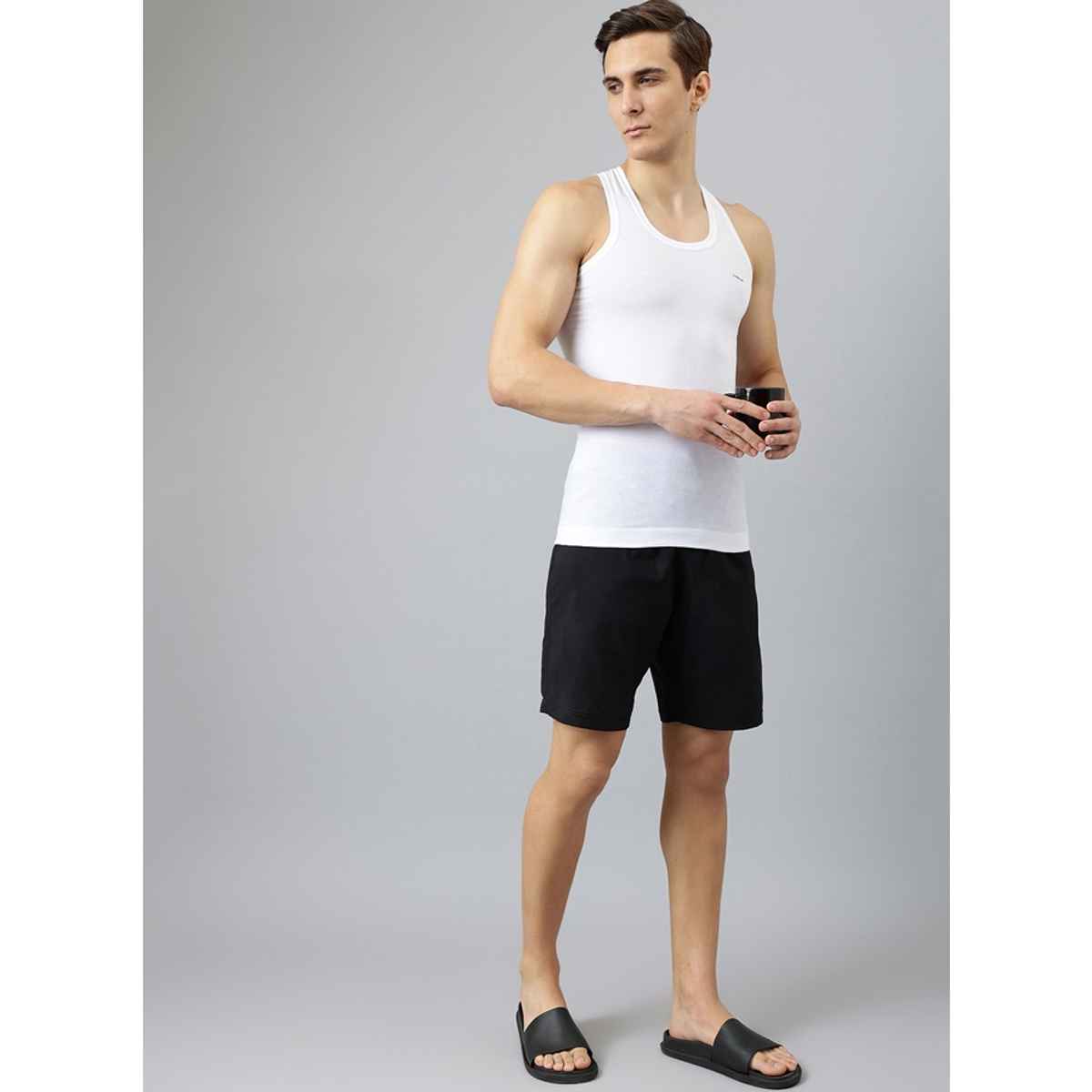 Dollar Bigboss Men's White Solid Combed Cotton Shrinkless Vest | Pack Of 2 | White - XXL