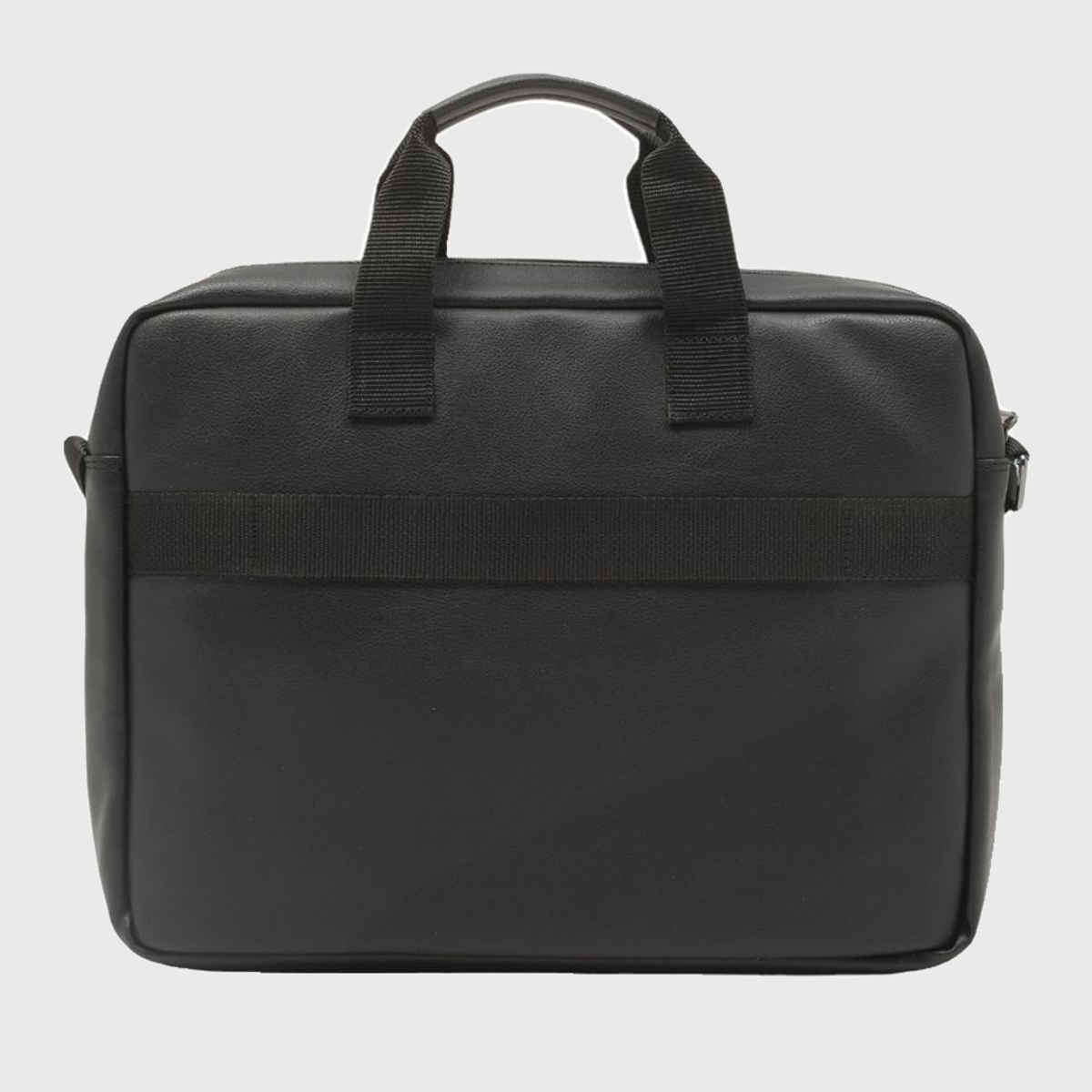 Police Unisex Solid Vegan Leather 15.6 L Laptop Briefcase Bag | Black - 15.6 Inches