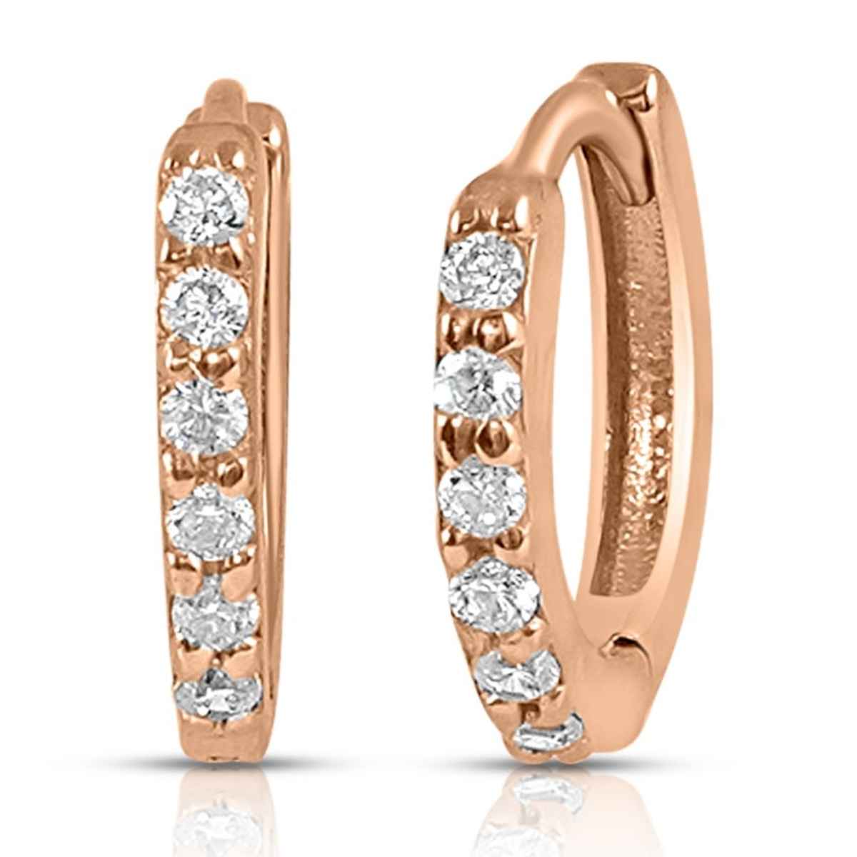 Zavya Circular CZ Rose Gold Plated 925 Sterling Silver Hoop