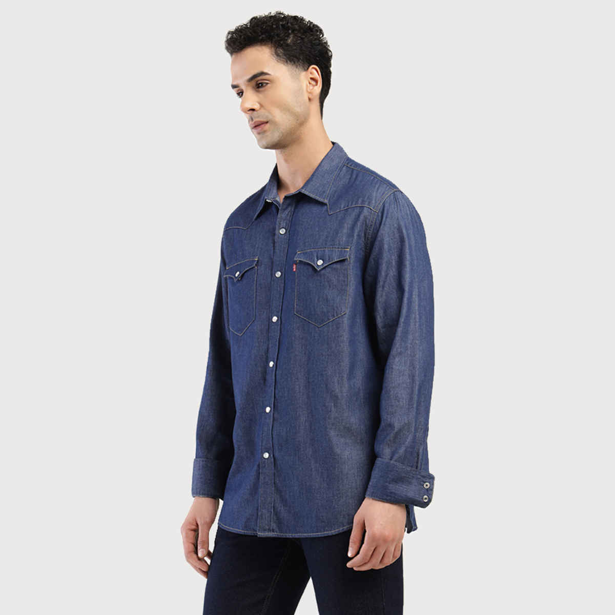 Levi's Men's 100% BCI Cotton Denim shirt | Dark Denim Blue - L