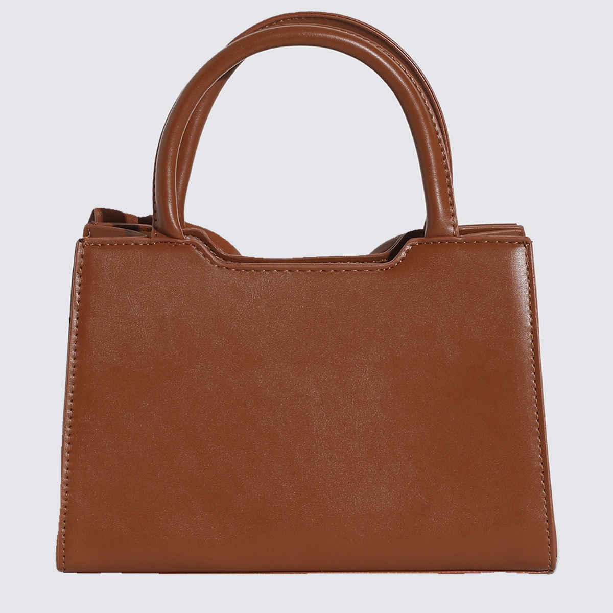 Haute Sauce Women's Solid Vegan Leather 2.7 L Handheld Bag | Brown - MInchesi