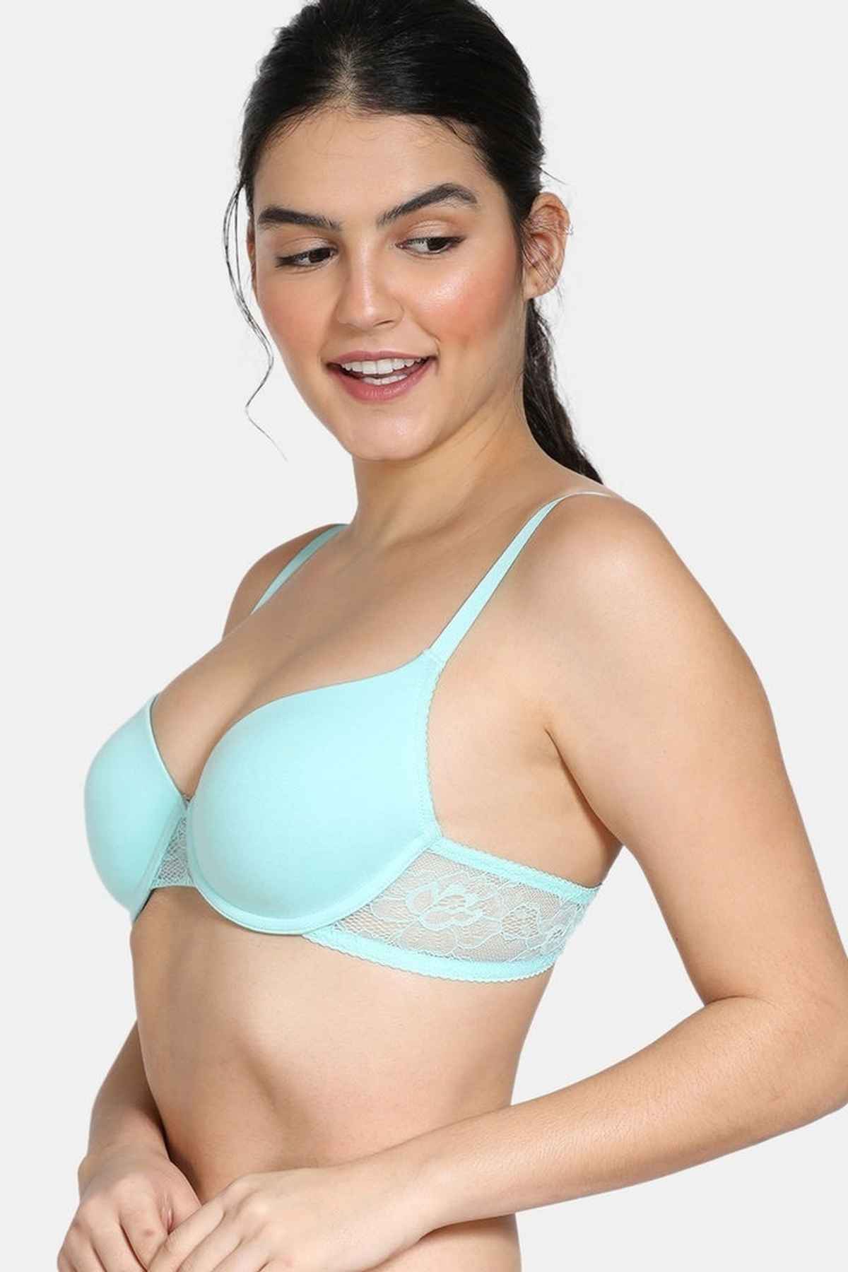 Zivame Women's Beautiful Basics Padded Wired Medium Coverage T-Shirt Bra | Aruba Blue - 36C