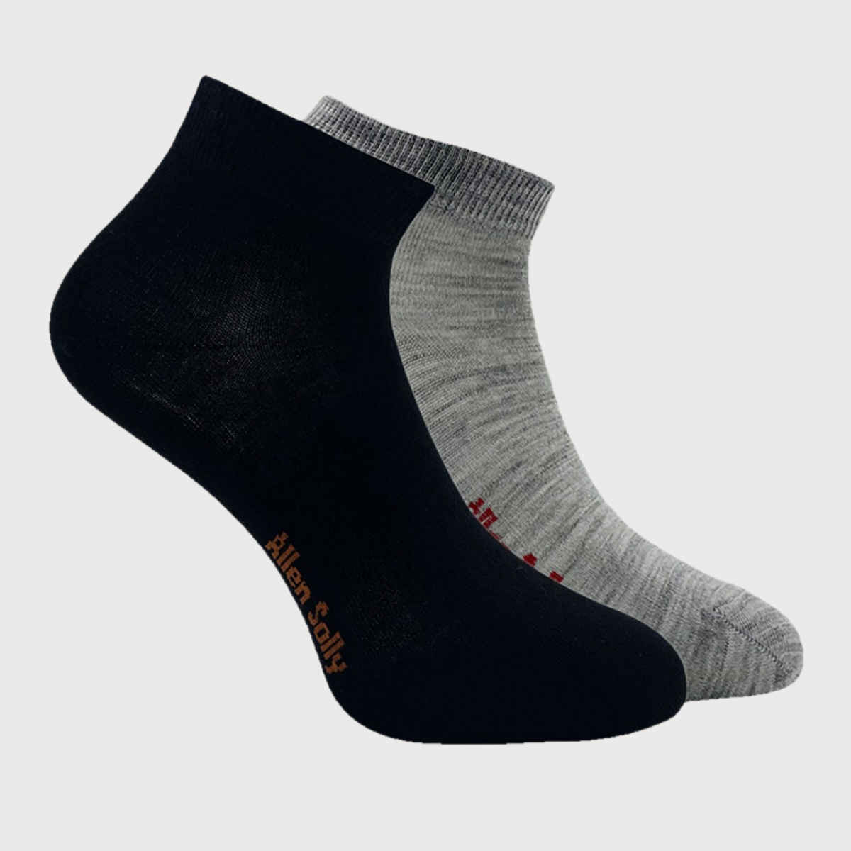 Allen Solly Women's Woolen Ankle Length Plain Socks - Light Grey Melange, Black