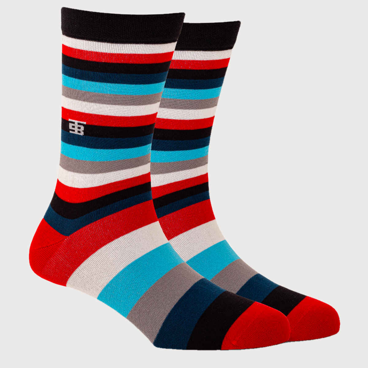 Socksoho Men's Striped 95% Scottish Lisle Cotton and 5% Spandex Calf Socks | Red - Free Size