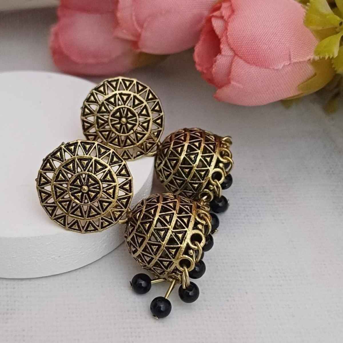 Oxidised Women'S Small Jhumka Earrings Gold