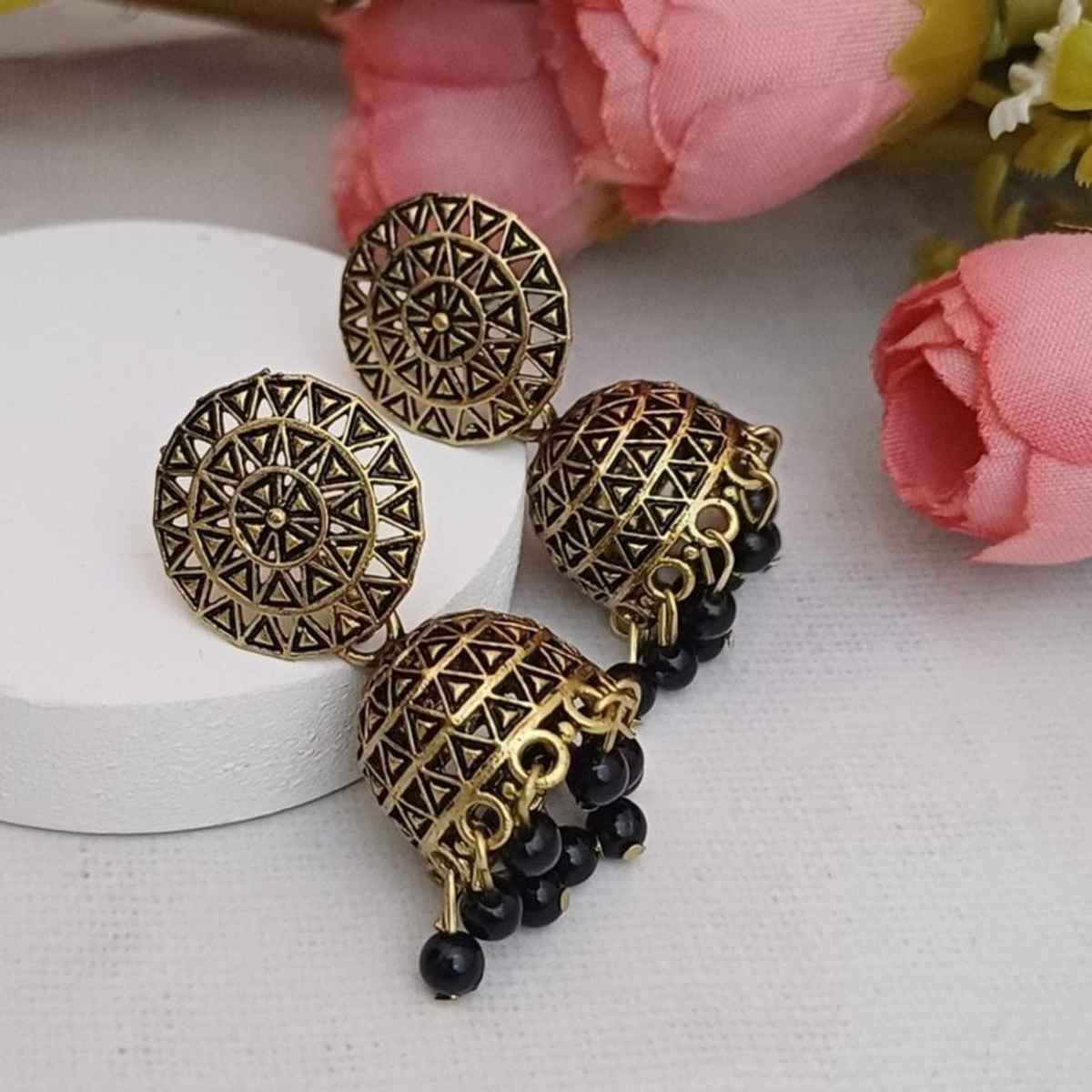 Oxidised Women'S Small Jhumka Earrings Gold